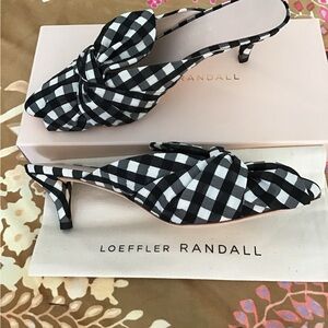 Loeffler Randall Jade Mules with Gingham Bow Size 8 NIB